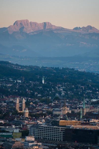 (149) Zürich and mountains at sunset