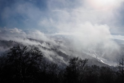 (125) fog clouds on winter day